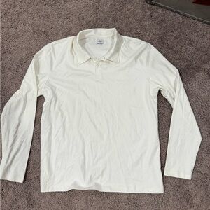 Elegant Cream Long Sleeve Polo for Men